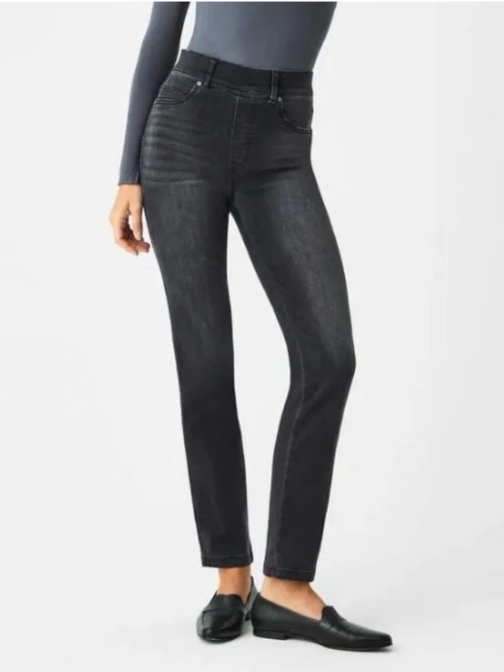 SPANX Vintage Black High-Rise ankle length Straight Jeans pull on stretch
